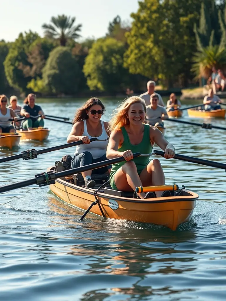 A photograph of adaptive rowing equipment being used by individuals with disabilities, showcasing inclusivity and accessibility in the sport.